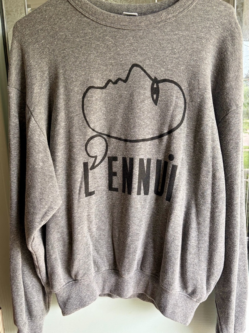 Clare V Gray + Black Graphic Crewneck Sweatshirt - Picture 1 of 13